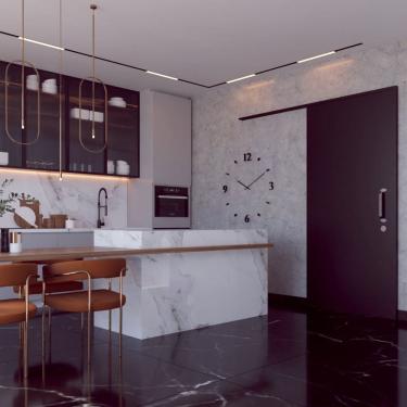 Imagem de Kit Porta de Madeira de Correr Completa 213cm x 80cm Batente 16cm Preto Tx