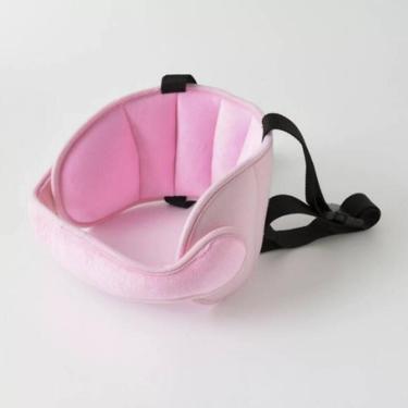 Imagem de Apoio Suporte Cabeça Faixa Ajustável Almofada Alívio Pescoço Assento Carro Viagem Infantil Proteção Bebê Rosa