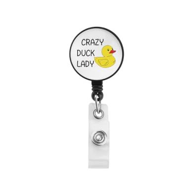 Imagem de CENWA Presente de pato fofo Crazy Duck Lady Badge Reel Funny Duck Lover Duck Owner Gift (Duck Lady R)