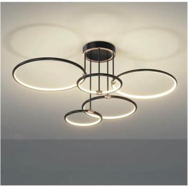 Imagem de WLHAZMWY Luminária pendente estilo sala de estar luminária luxuosa redonda moderna ambiente simples - luminárias escandinavas de quarto de cor quente