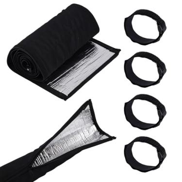 Imagem de Capa Isolamento para Tubos HVAC, 182 x 26,5cm Protetor Tubos Ar Condicionado Oxford 600D com Zíper e Fecho de Toque para Sistemas de Ar Central Mini-Split Externos(Preto)