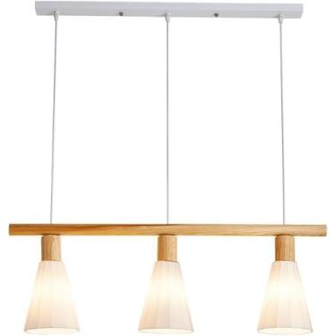 Imagem de Lustre Pendente Iluminação Moderna Teto De Vidro Leite Pendente Luminária V-intage Madeira Linear Lustre Rústico De Fazenda Para Cozinha Ilha Restaurante Luz De Teto
