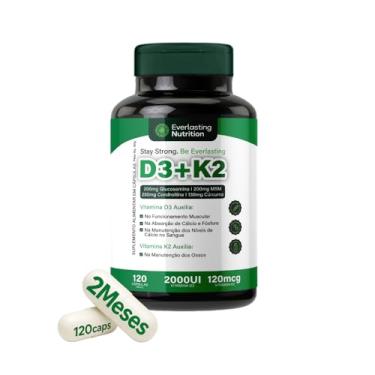 Imagem de Vitamina D3+K2 Premium com Glucosamina Condroitina MSM Curcumina Colágeno II – 120 Cápsulas – Everlasting Nutrition