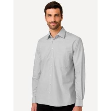 Imagem de Camisa Dudalina Masculina Comfort Tricoline Lisa Cinza Claro-Masculino