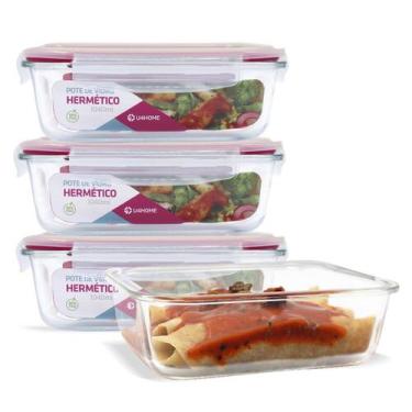 Imagem de Conjunto 4 Potes Vidro Hermético Mantimento Marmita 1040ml - U4home, V