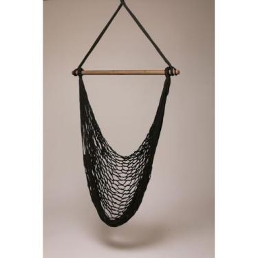 Imagem de Rede Cadeira Balanço Descanso Teto Suspensa Luxo Varanda Em Algodão Cor Marrom Caramelo Tons Terrosos Tendência 2025 (Preto)