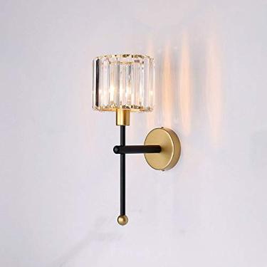 Imagem de HOSETEON Luminária de parede ng, Arandela de parede Cryal Luminária de parede de metal geométrico interno, luminária de parede de montagem embutida moderna lâmpadas de cabeceira r corredor cabeceira