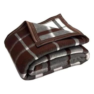 Imagem de Cobertor duplo grande padrão xadrez (marrom)