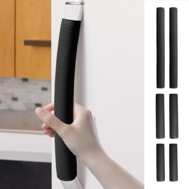 Imagem de HJJWNDDNG Conjunto de 6 capas de maçanetas de porta de geladeira, capas de maçanetas antiderrapantes para forno, lava-louças, geladeira, mantenha sua cozinha limpa de manchas, pingos (preto)
