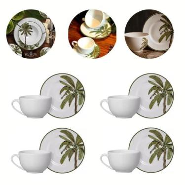 Imagem de Conjunto 4 Xicaras Chá C/pires Coqueiro Alleanza 200 ML