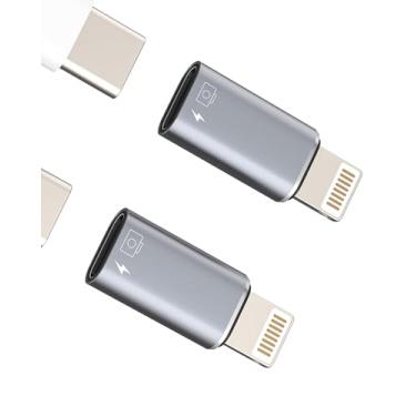 Imagem de Adaptador de áudio OTG USB C fêmea para Lightning macho (pacote com 2) para iPhone14 13 12 11 Pro Max conector de carregamento tipo C cabo fone de ouvido adaptador porta adaptador leitor de cartão