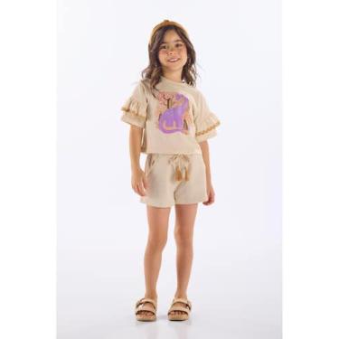 Imagem de Conjunto com Blusa e Short Infantil Up Baby, Bege, 1