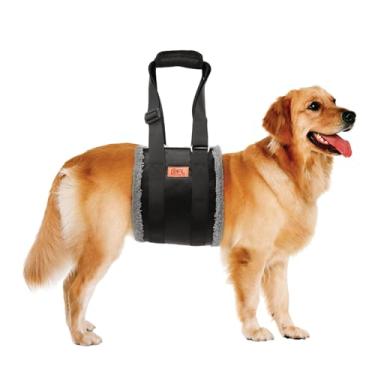 Imagem de Peitoral ajustável para cães grandes, suporte de perna traseira para cães grandes, suporte de elevação macio ajuda idosos, feridos, deficientes e após cirurgia de LCA - preto e cinza (grande)