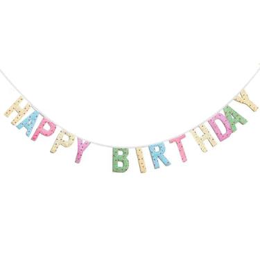 Imagem de Faixa de feliz aniversário, fonte de festa reutilizável para decoração de festa para mulheres, guirlanda, tema arco-íris, suprimentos de festa