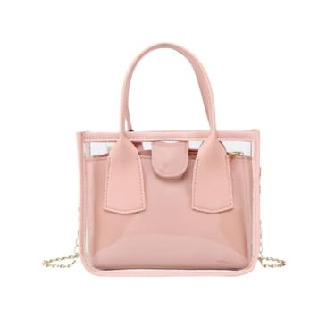 Imagem de Bolsa feminina carteiro pequena transparente transversal rosa, rosa