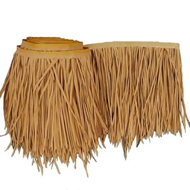 Imagem de Palha de palha de palmeira de plástico PE retardante de chamas palha sintética palha artificial rolo de palha de palha, cabanas de bar Tiki cobertura de guarda-chuva de telhado de palha jardim
