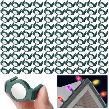 Imagem de Aulock 100 peças de clipes magnéticos fortes de luz de Natal C9 - ganchos de cabides de luz de feriado, clipes de calha para telhados de metal de aço ao ar livre, verde