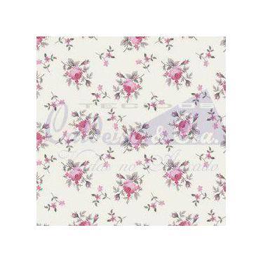 Imagem de Tecido Tricoline Floral Angel Cinza e Rosa - 50 x 150 cm - Tecidos Cal
