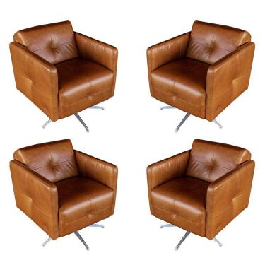 Imagem de Kit 4 Poltronas Giratória Astana Couro Marrom