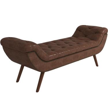 Imagem de Puff Recamier Decorativo Com Tachas 140 Cm Santorini P05 Corino Marrom - Lyam Decor