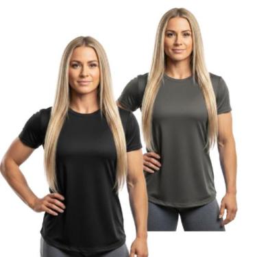 Imagem de Kit 2 Camisetas Dry Fit Feminina Manga Curta Trendixx  Conforto e Prot