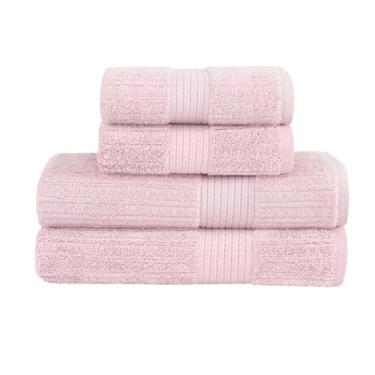 Imagem de Buddemeyer, Kit Jogo de Toalhas Buddemeyer 4 Peças Banho e Rosto Fio Penteado Canelado 100% Algodão Ultrasoft Cor:Rosa Petala 3137
