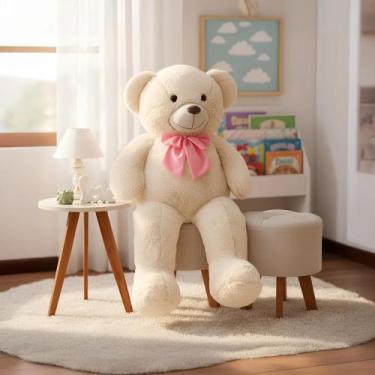 Imagem de Urso De Pelucia Teddy Gigante Laço Removível Hipoalergênico - Miguel b