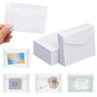 Imagem de LIQWEI 200 envelopes de vidro, envelope translúcido de 11 x 8 cm para carimbos, envelopes transparentes autovedantes, mini envelope fosco para colecionar moedas de selos, bilhete de loteria, material