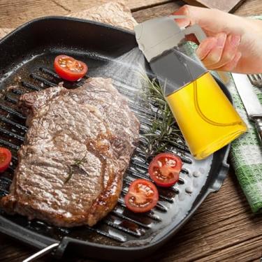 Imagem de Garrafa dispensadora de azeite de oliva - pulverizador de vidro 2 em 1, com função de pulverização/despejo, para cozinhar saudável, fritadeira a ar e molho de salada