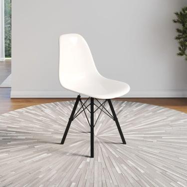 Imagem de Cadeira Eames Design Moderno Tubo De Ferro Preto Assento Branco