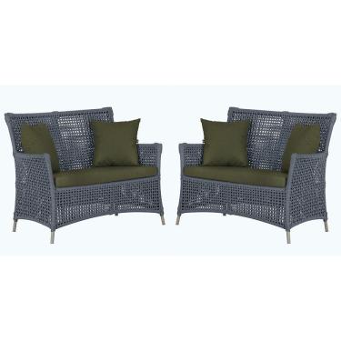 Imagem de 2 Sofás área Externa Igapó Alumínio Fendi Corda Náutica E13 Prata