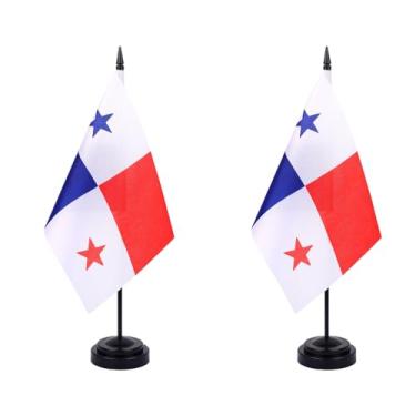 Imagem de JBSJBS Bandeira de mesa do Panamá 30,5 cm, conjunto de luxo, bandeiras panamenhas, mini bandeiras pequenas para mesa de escritório do Panamá com base preta para decoração de mesa (pacote com 2)
