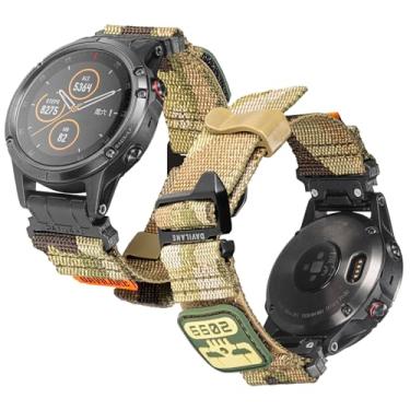 Imagem de Pulseira tática de nylon de 26 mm para relógios Garmin de 51 mm: modular com adesivos intercambiáveis e pulseira de gancho G para Fenix 7X/6X/5X Pro, Epix Pro, Instinct 2X/3, Descent MK