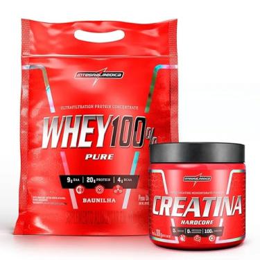 Imagem de Kit Whey Protein 100% 900gr Refil + Creatina 300g Integralmedica (900, Baunilha)