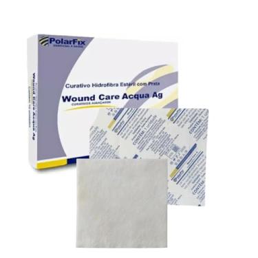 Imagem de Curativo Hidrofibra Estéril Com Prata, 10 x 10 cm, Kit Com 10 Unidades, Branco