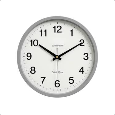 Imagem de Relógio de Parede Moderno Silêncioso, 29,5cm, Branco e Cinza, Quartz, Mostrador Analógico, Design Minimalista para Decoração (Cinza)
