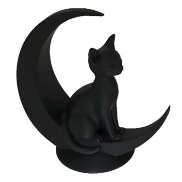Imagem de Poranlem 1 peça escultura minimalista impressa em 3D gato lua decoração moderna decoração de mesa decoração jardim presente de aniversário melhor para o Natal