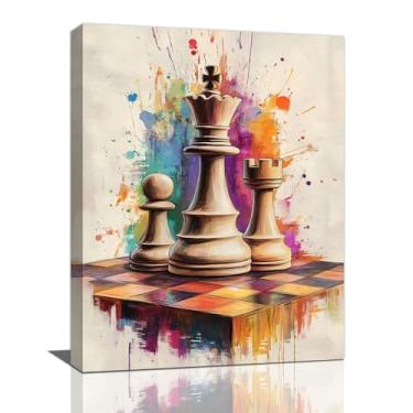 Imagem de Arte de parede de xadrez, decoração de parede de imagens de tabuleiro de xadrez Banksy, pintura de impressão em tela do jogo de inteligência de graffiti, arte emoldurada para banheiro, sala de estar