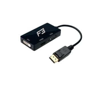 Imagem de Cabo F3 Adaptador Conversor Displayport Para Hdmi + Vga + Dvi 3 Em 1 Jc-dp3in1