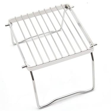 Imagem de Saihisday Grelha dobrável para fogueira, grade de acampamento portátil com pernas dobráveis-Grade de aço inoxidável 304 para fogão a gás com bolsa de transporte para churrasqueira para acampamento em