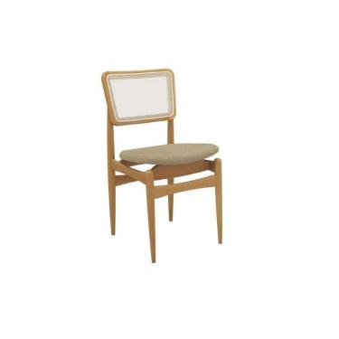 Imagem de Cadeira Sala De Jantar Stela 1cmm013ca Premium Madeira Maciça 1 Un Carvalho-boucle Bege-tela Bege - Kappesberg