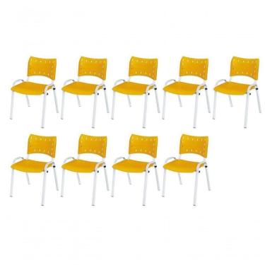 Imagem de Cadeira Iso Base Branco , Escritório Amarelo Kit 9 Un