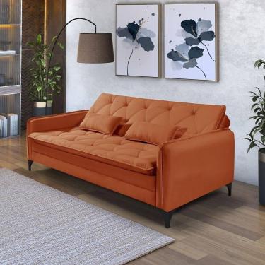 Imagem de Sofá Cama Yara 3 Lugares Reclinável 2,08m Suede Terracota