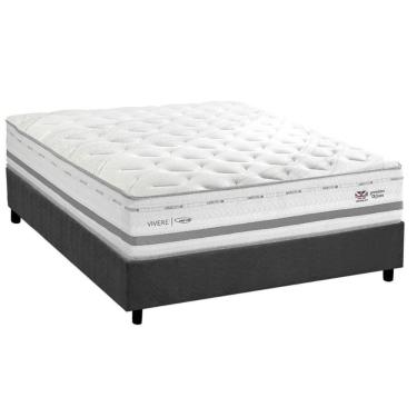 Imagem de Cama Box Casal: Colchão C- Vibro Massagem Herval Maxspring C1756 + Base Crc Suede Gray (138x188)