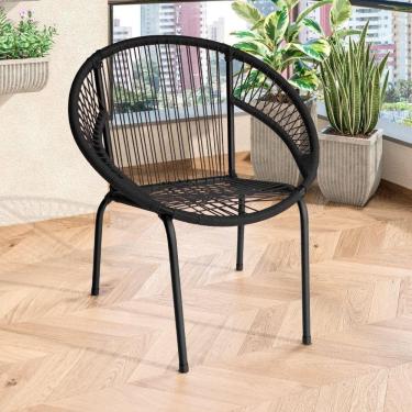 Imagem de Cadeira De Área Eclipse Tramado Em Fibra Sintética E Aço Preto