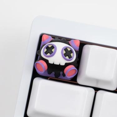Imagem de ULTRAEUIQP Teclas artesanais de resina artesanal - teclas 1U fofas e adoráveis para teclado mecânico Escape MX Switches (BBZ-azul, perfil alegre)