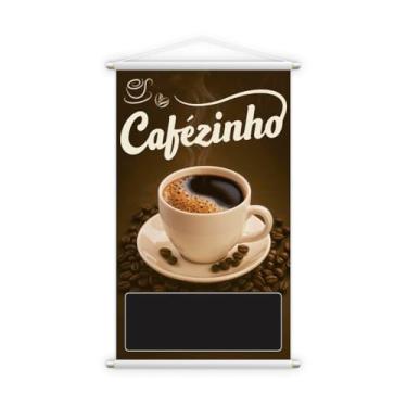 Imagem de Banner Decorativo Cafezinho para Parede, Marrom e Bege, Tela com Estampa de Café, 120×60 cm, Design Vintage para Cafeteria e Cozinha BS214-120X60