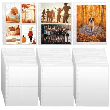 Imagem de VOKOY Pacote com 90 capas transparentes para fichário, mangas de plástico dupla face, bolso 4/2/1, inserções para fichário, refil de folhas, protetores, cartão de foto, álbum de página, organizador de