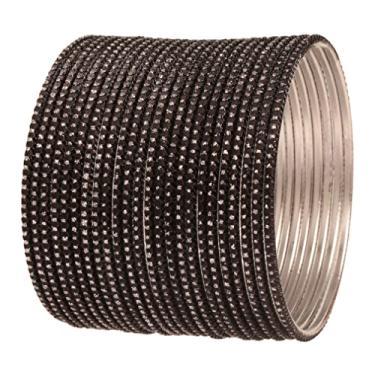 Imagem de Touchstone Conjunto de 24 pulseiras femininas com design texturizado, design texturizado e multiuso de liga de metal de Bollywood, coleção de braceletes coloridos de 24 de liga de metal., Sem pedras preciosas