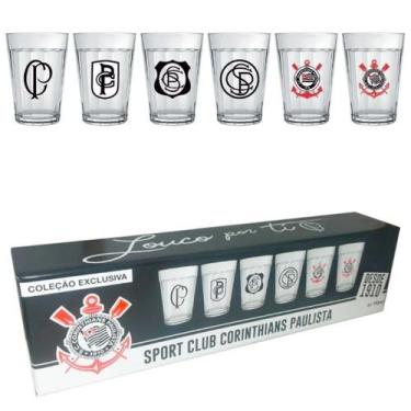Imagem de Jogo 6 Copos Americanos Corinthians 190ML com Caixa Oficial - Allmix